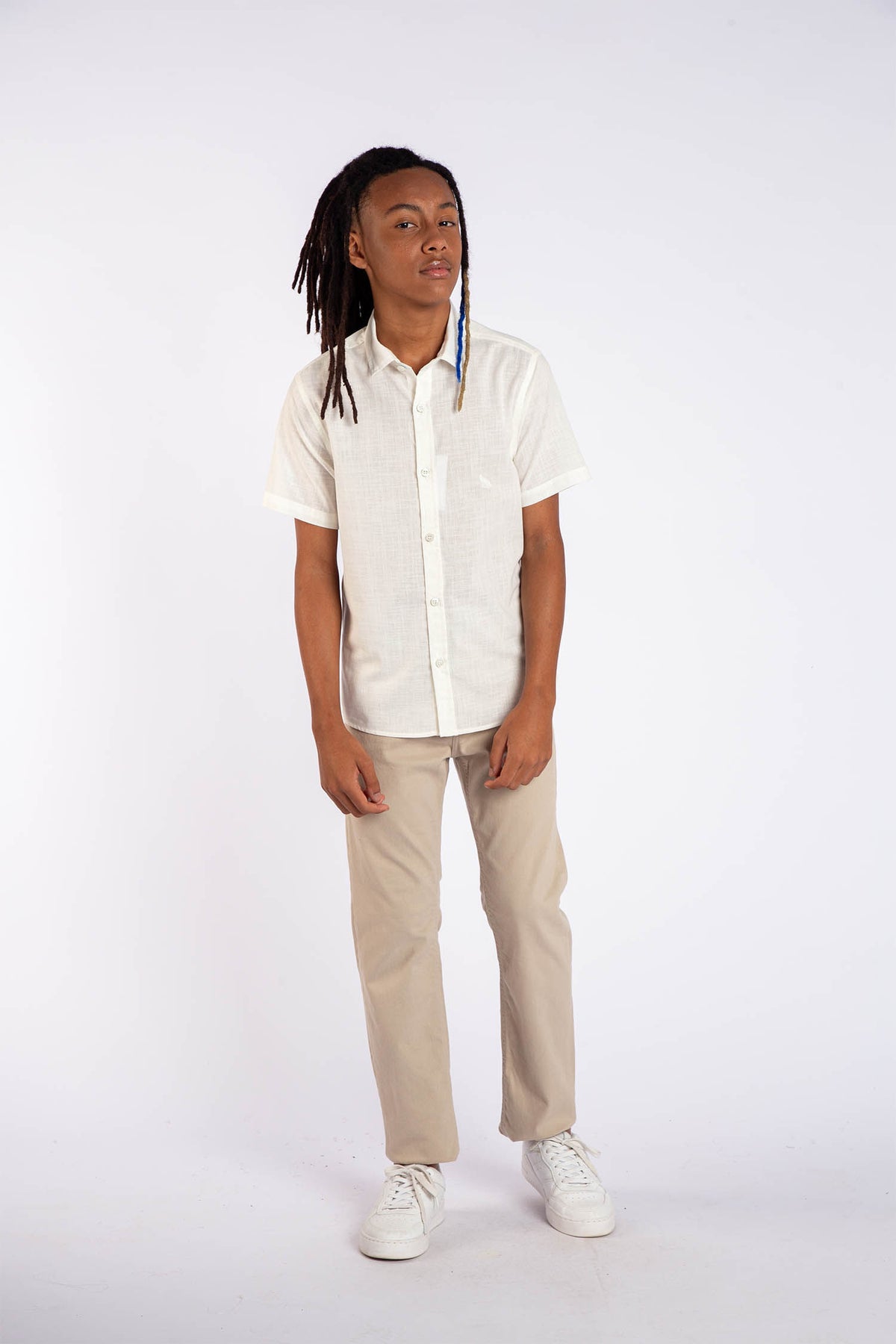 Camisa Casual Basic Young Menino Acostamento Branco