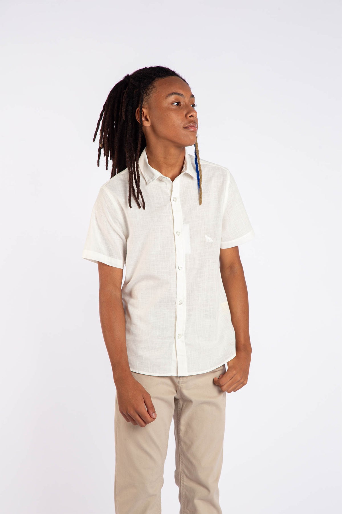 Camisa Casual Basic Young Menino Acostamento Branco