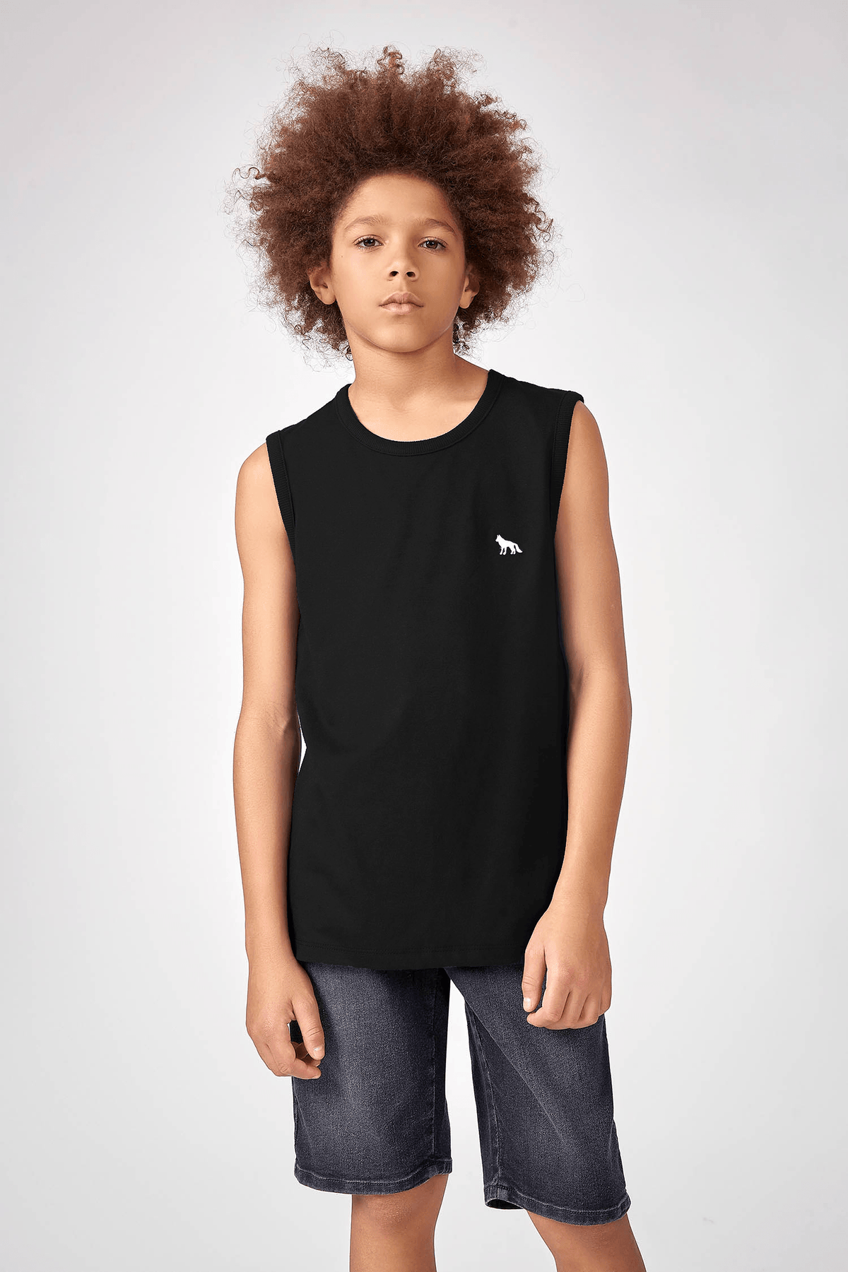 Regata Básica Cotton Young Menino Acostamento Preto