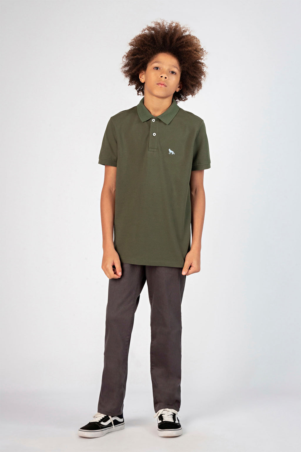 Polo Essential Young Menino Acostamento Verde Militar