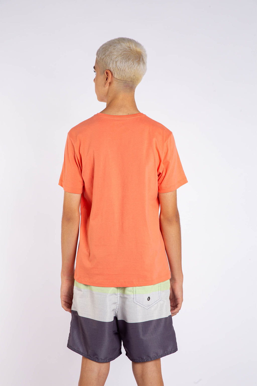 Camiseta Básica Young Menino Acostamento Laranja Pessego