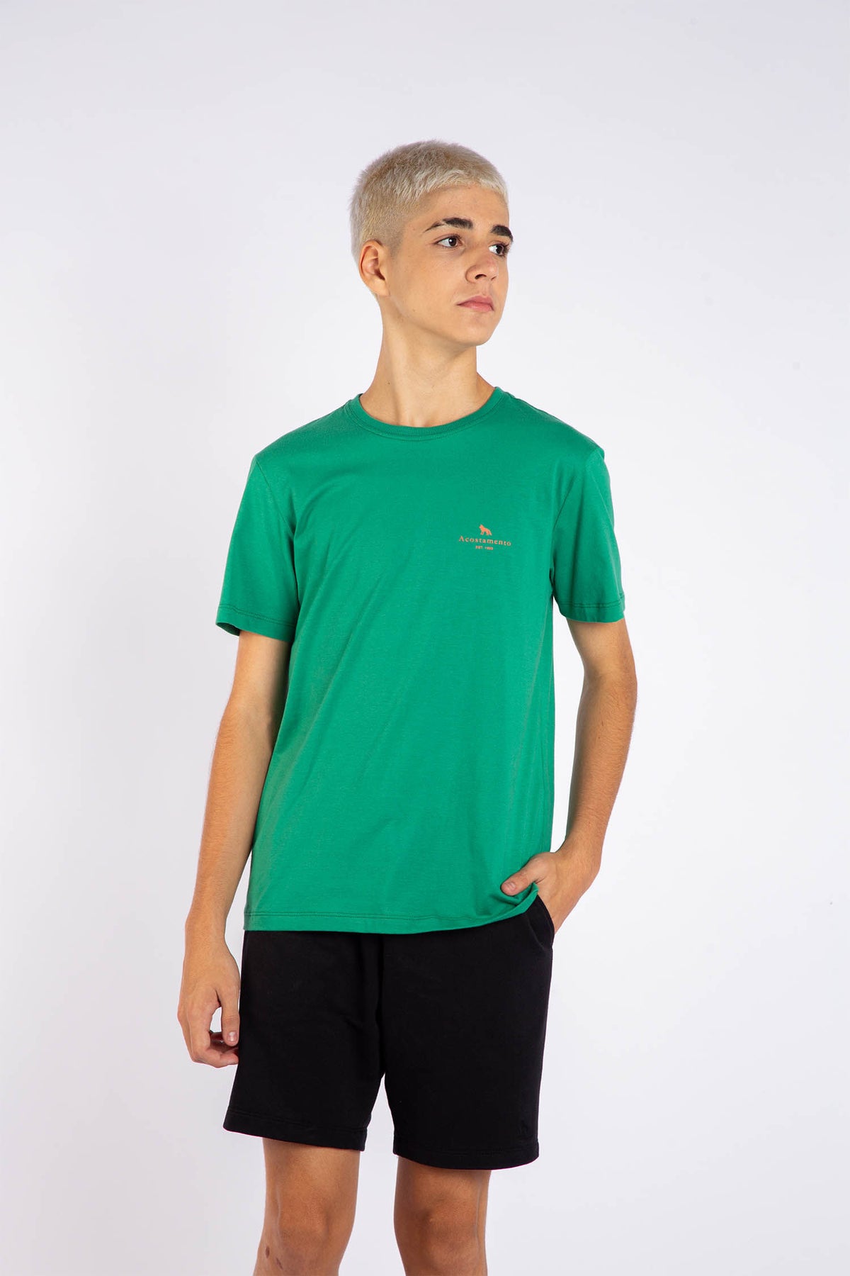 Camiseta Basic Young Menino Acostamento Verde Folha