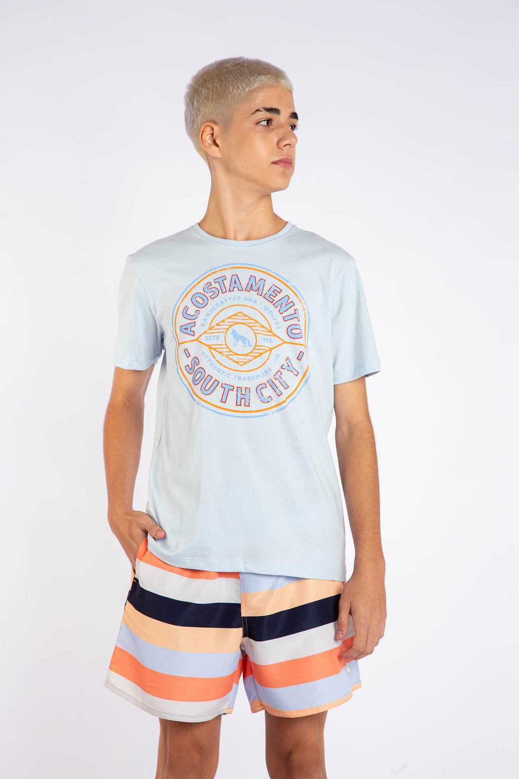 Camiseta South City Young Menino Acostamento Azul Maresia
