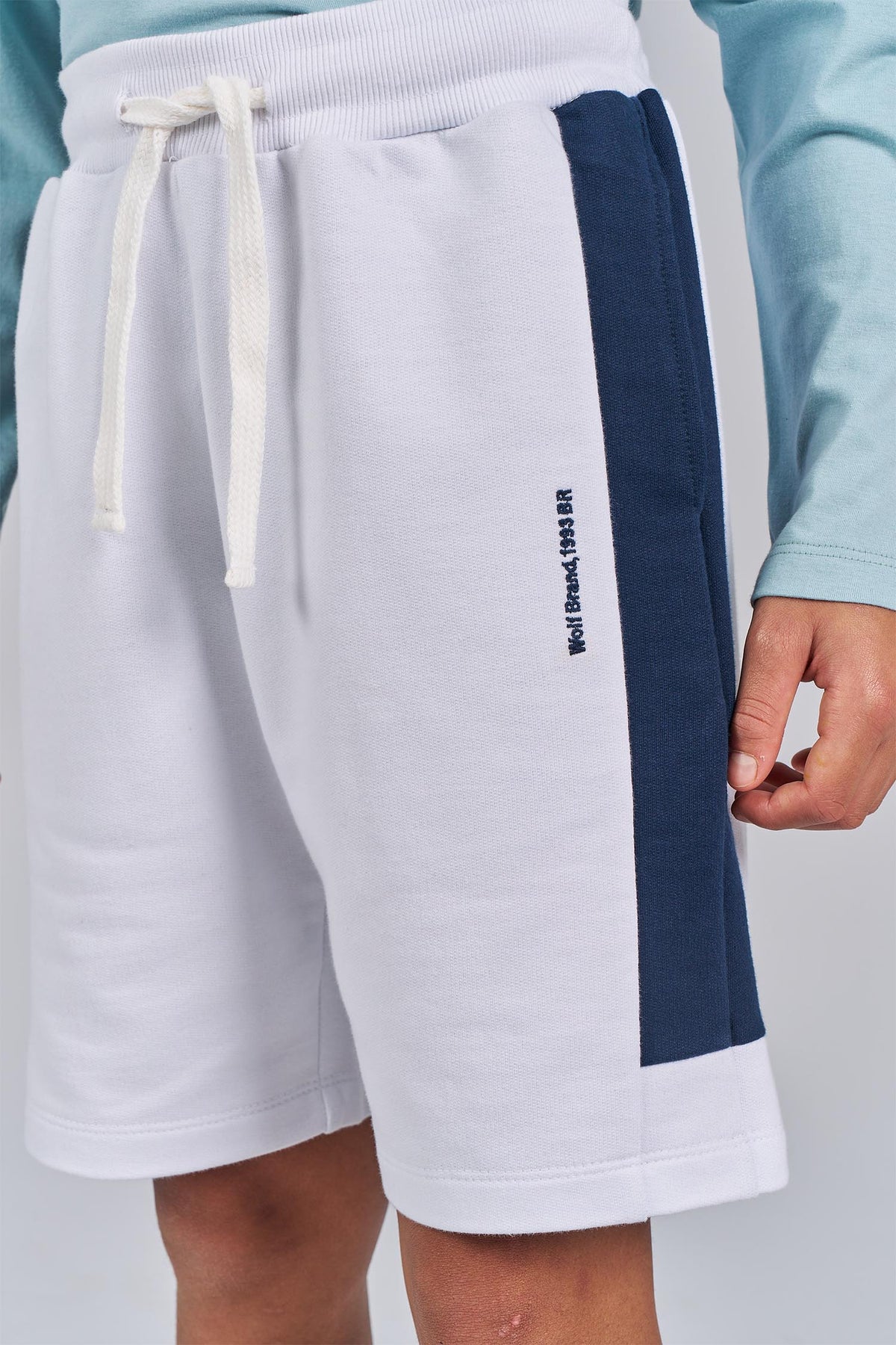 Bermuda Moletom Wolf Brand Menino Acostamento Next Branco