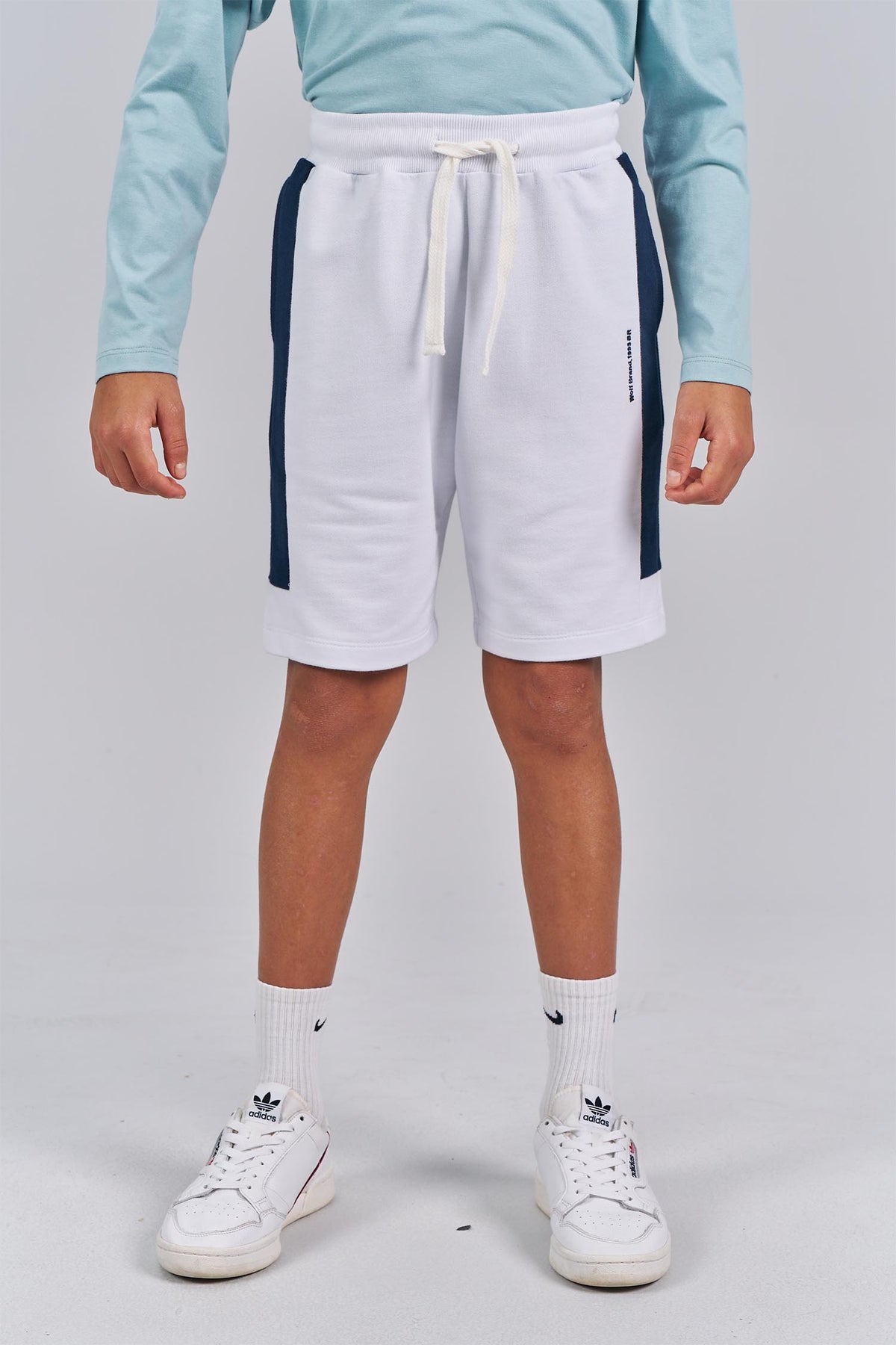 Bermuda Moletom Wolf Brand Menino Acostamento Next Branco