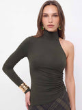 Blusa Ombro Só Franzida ACT Feminina Midnight Green