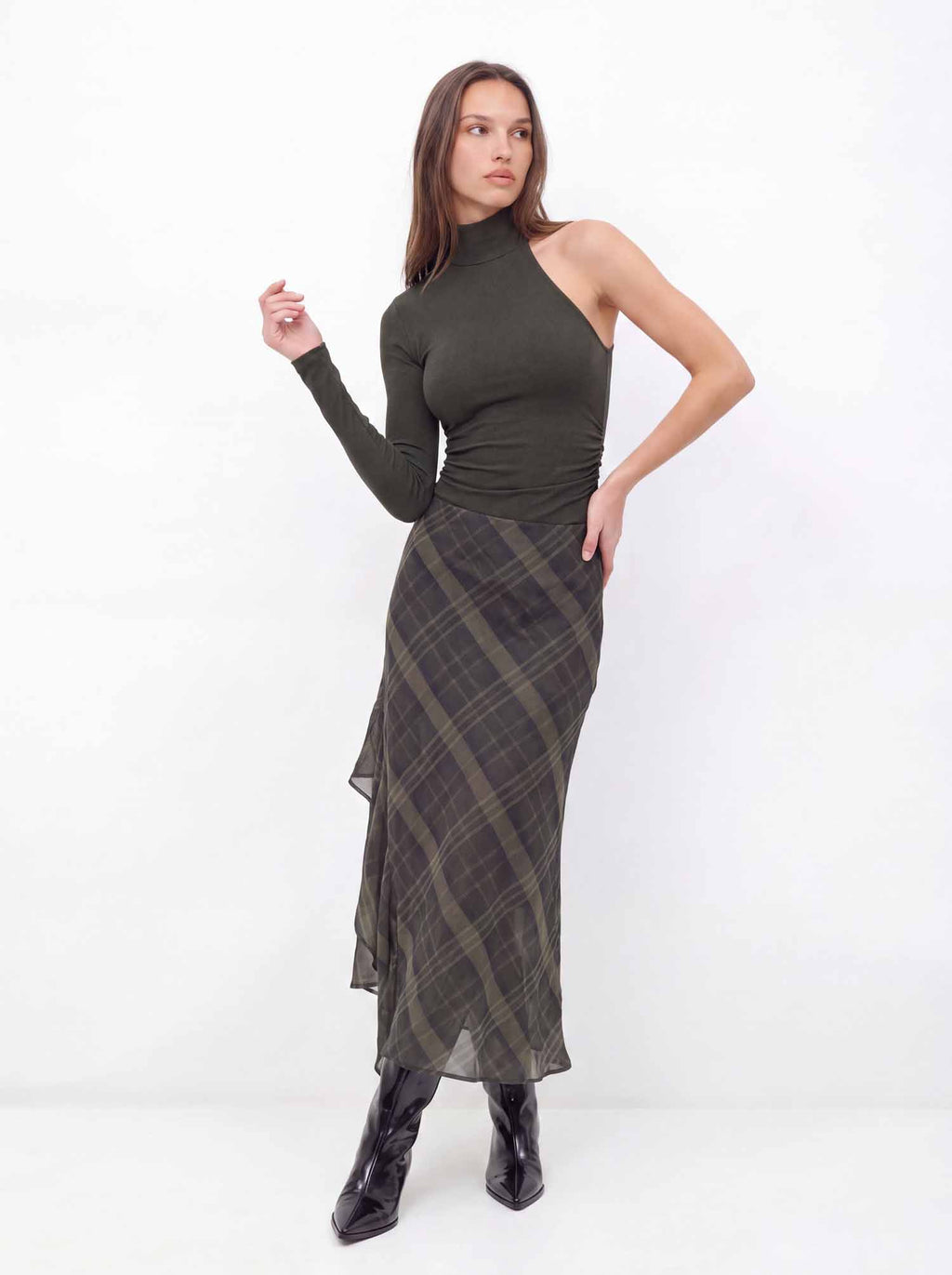 Blusa Ombro Só Franzida ACT Feminina Midnight Green