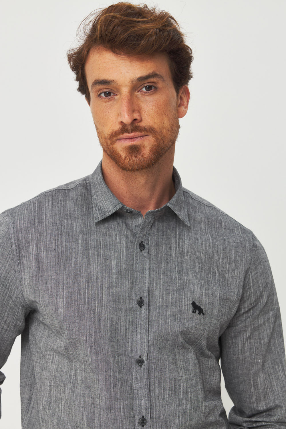 Camisa Manga Longa Texturizada Masculino Acostamento Preto