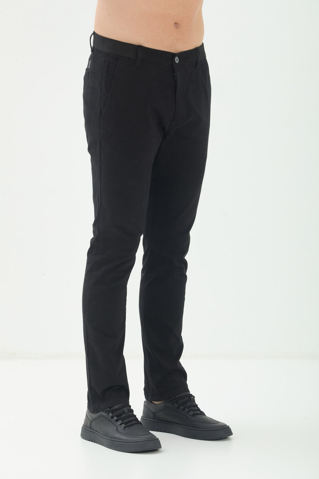 Calca Básica Elegante Masculina Acostamento Preto