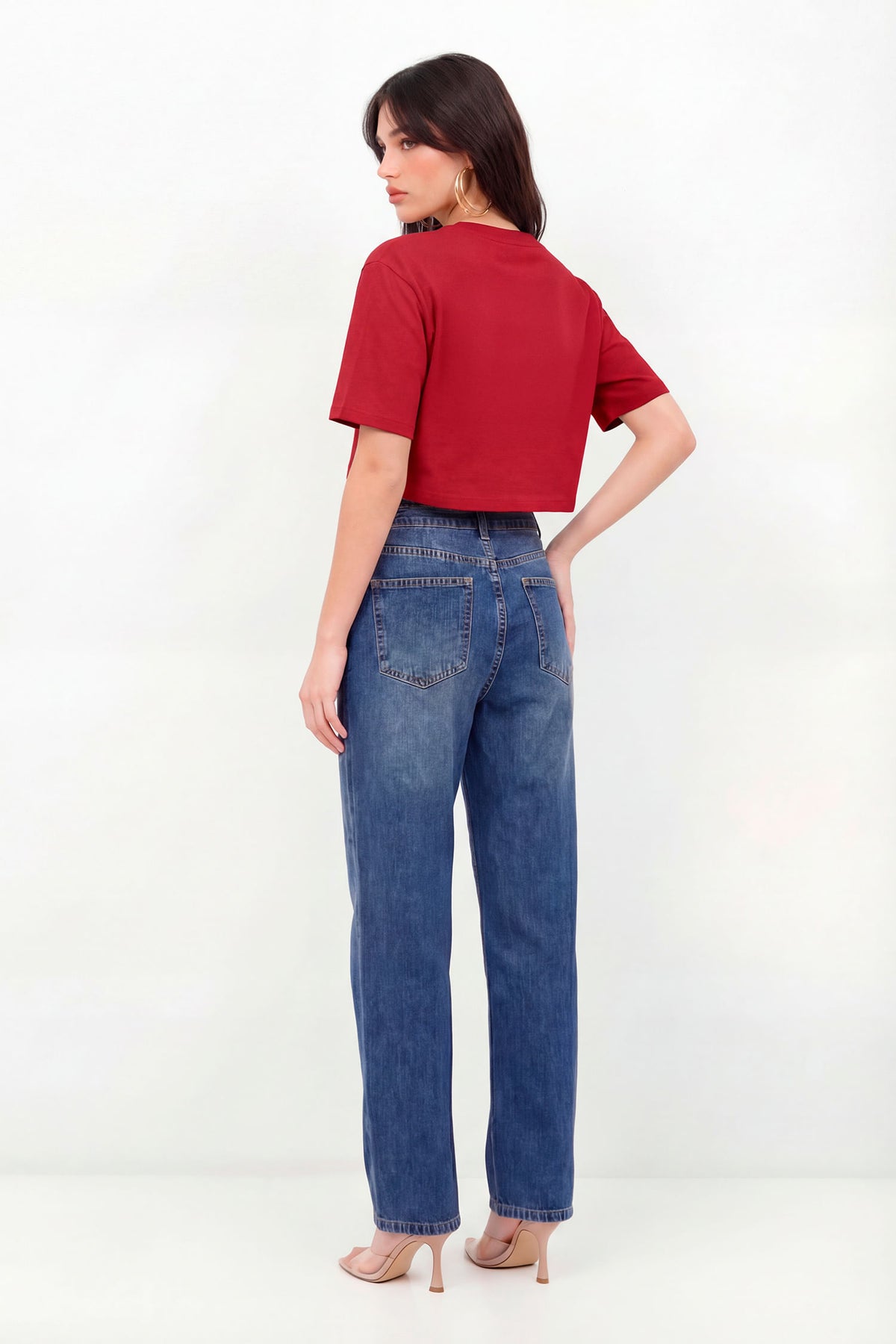 T-Shirt Cropped Silk Metalizada Feminina Inblanche Vermelho Hibisco