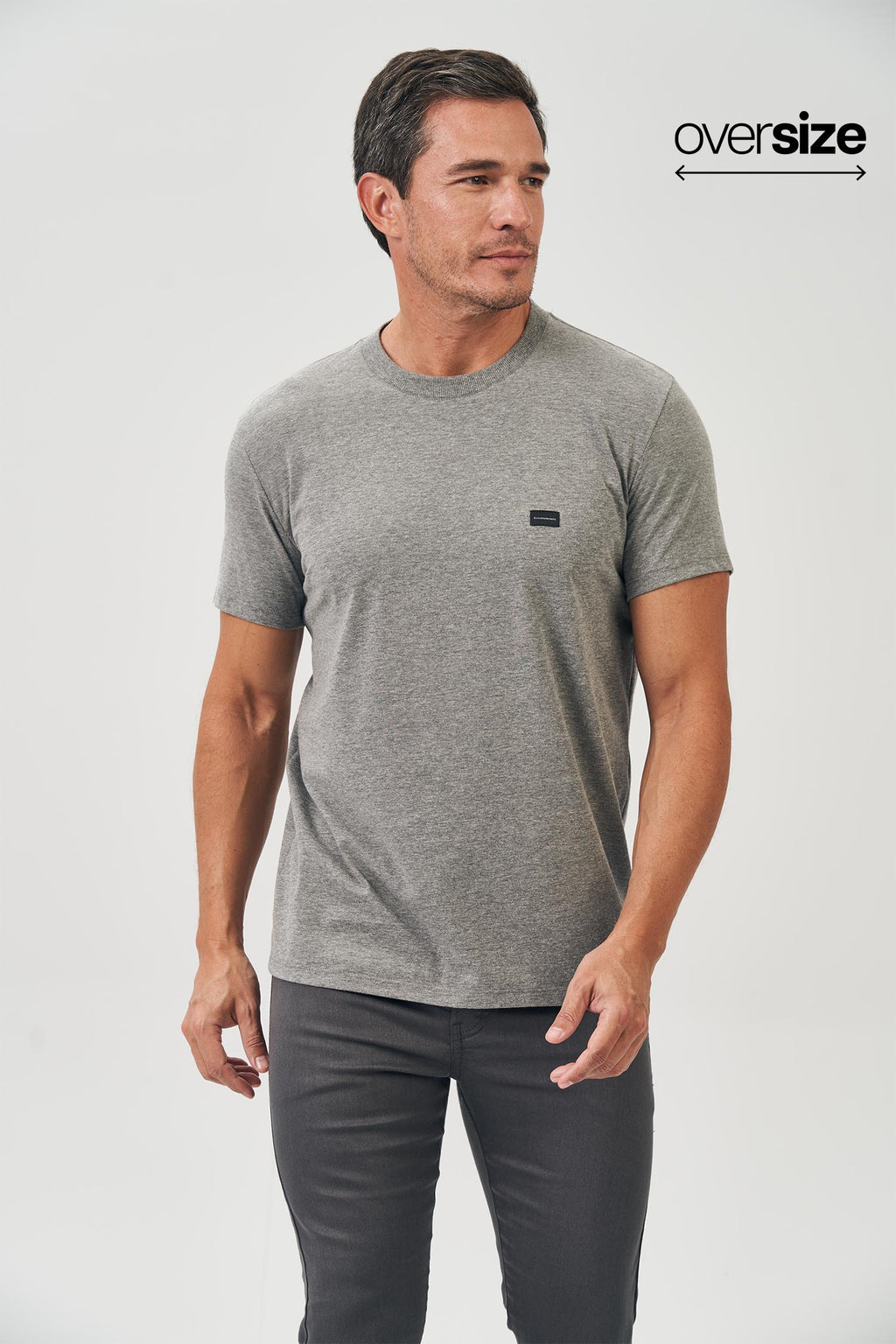 Camiseta Tag Local Masculina Oversize Acostamento Mescla Grafite