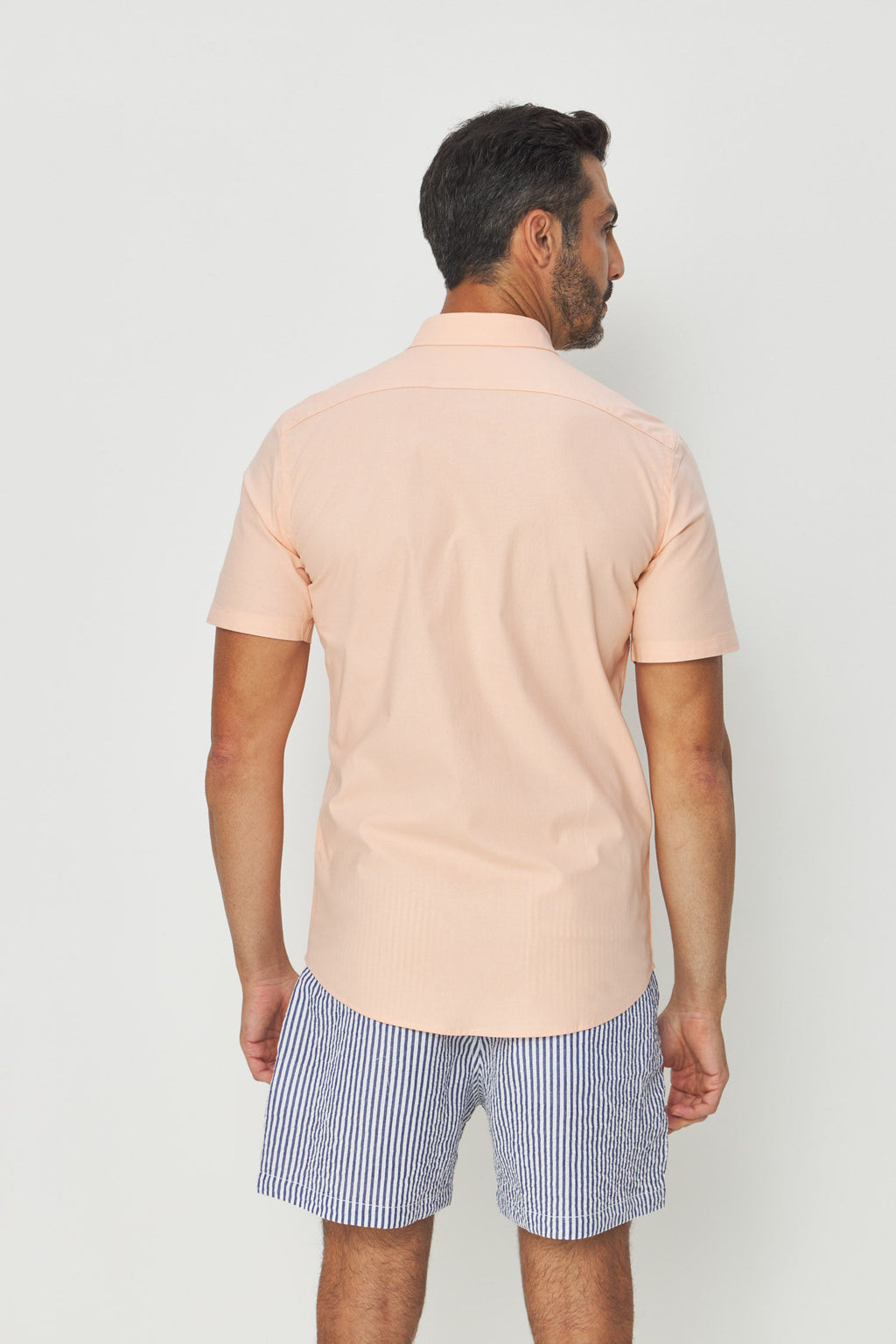 Camisa Manga Curta Classic Basic Masculina Acostamento Salmao