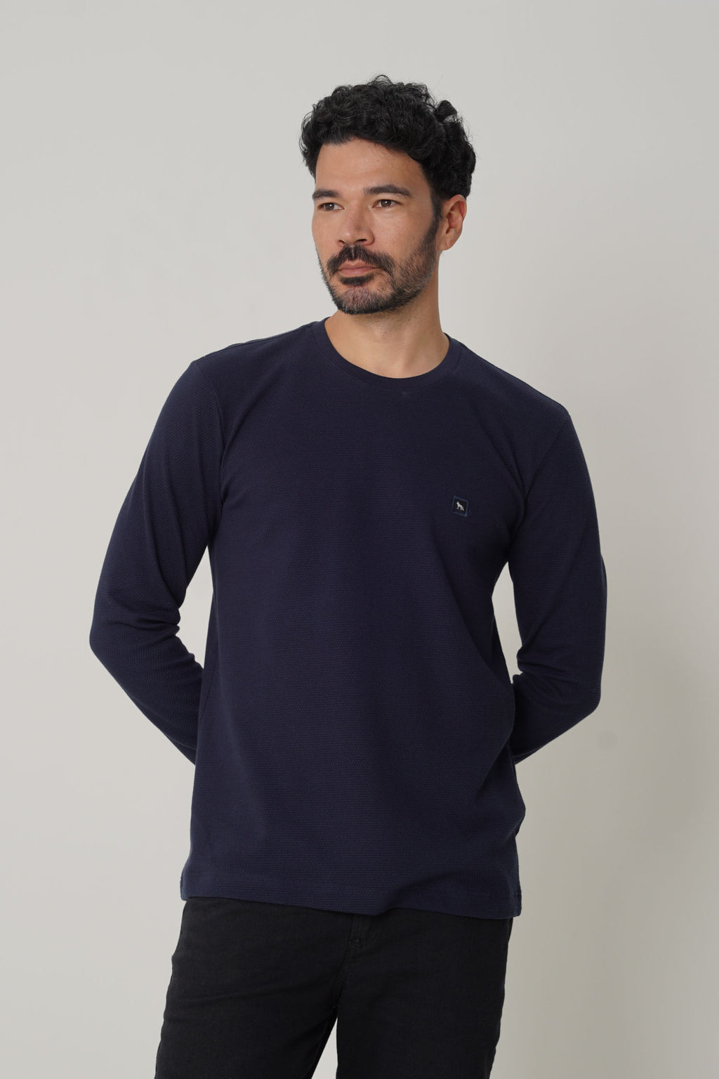 Camiseta Manga Longa Masculina Acostamento Marinho