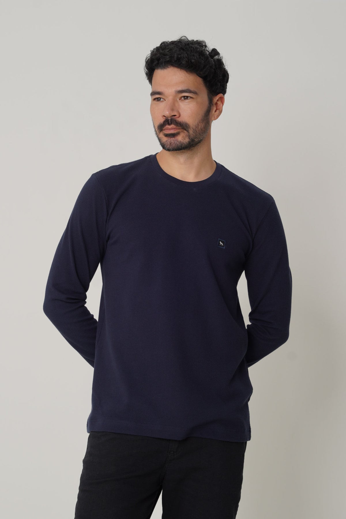Camiseta Manga Longa Masculina Acostamento Marinho