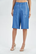 Bermuda PU Style Feminina Acostamento Preto
