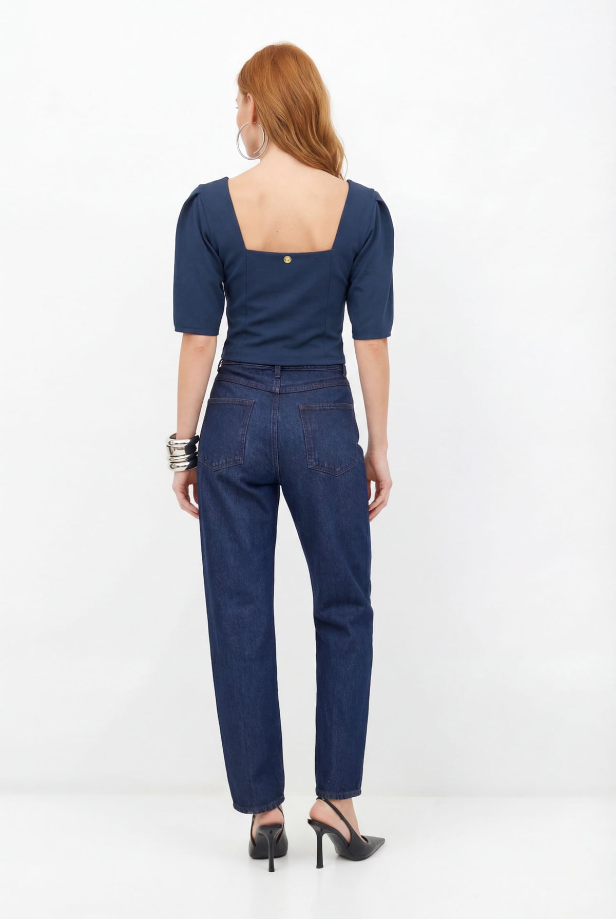 Blusa Decote Reto Manga Ampla ACT Feminina Royal Blue