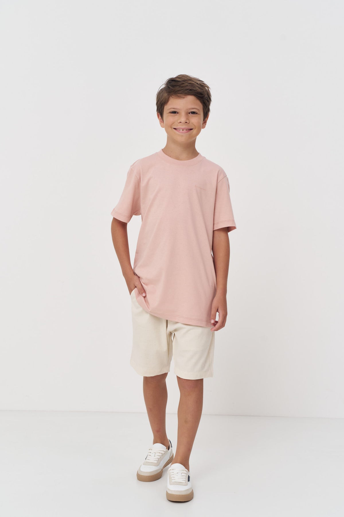 Camiseta Estilo Casual Menino Acostamento Next Rosa Cha
