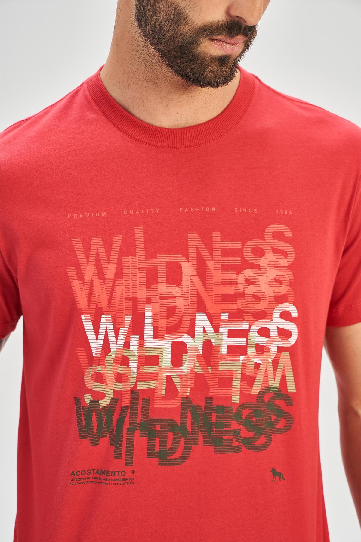 Camiseta Wildness Masculina Acostamento Vermelho Chilli