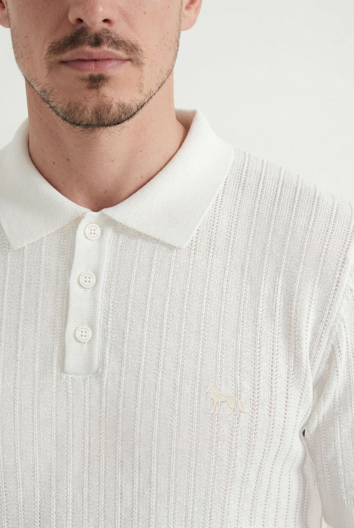 Polo Tricot Texturizado Masculina Acostamento Off White