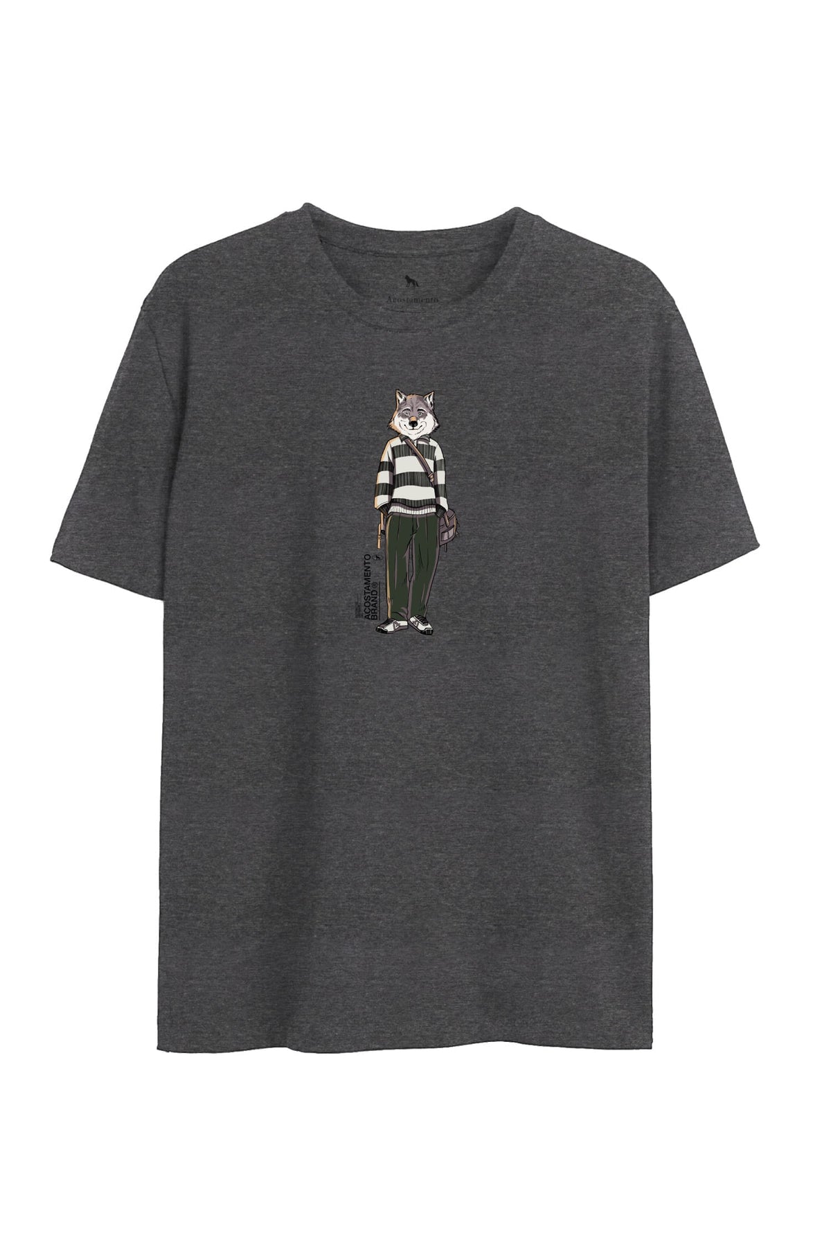 Camiseta Lobo Social Masculina Acostamento Mescla Grafite