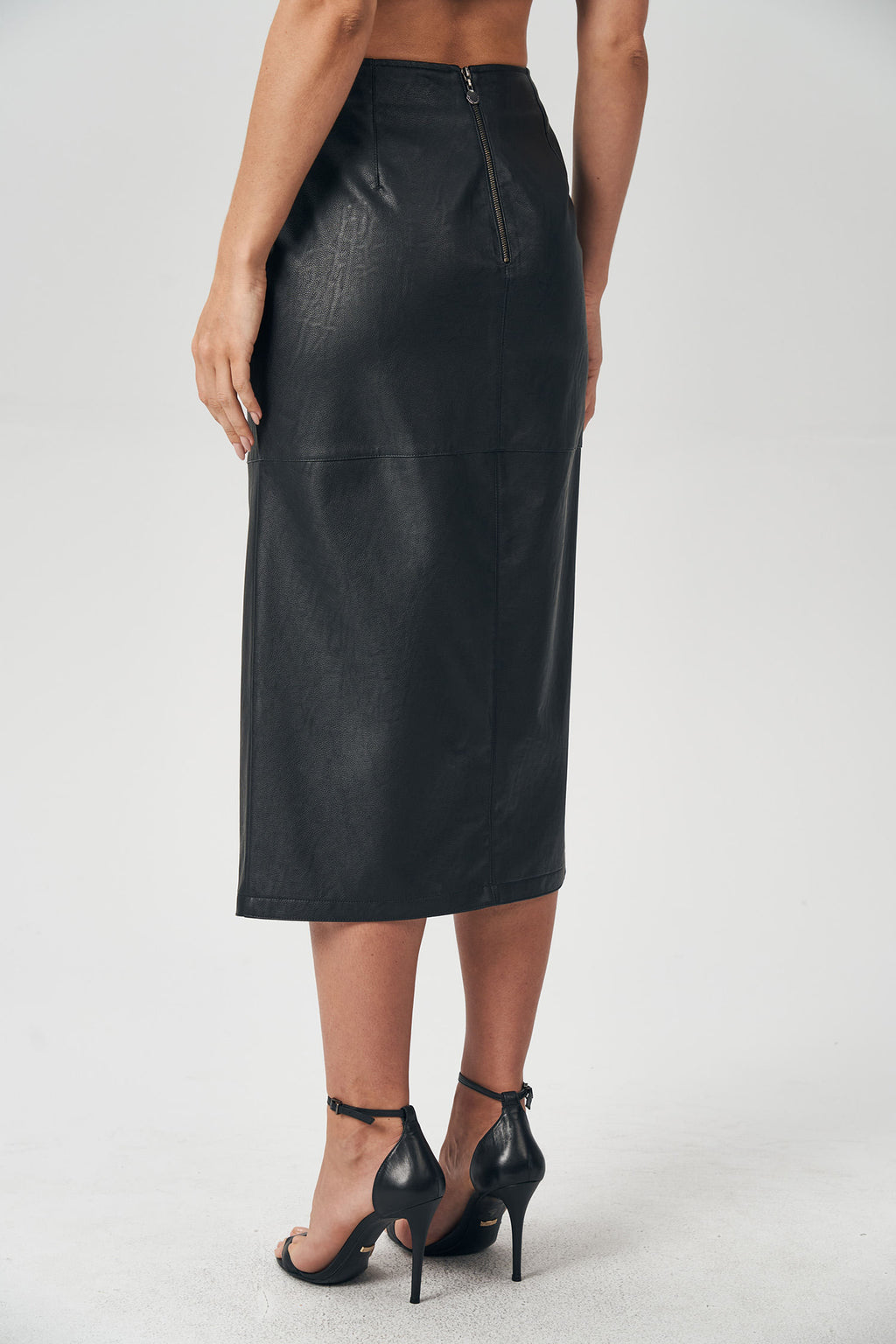Saia Midi PU Feminina Acostamento Pop Pink