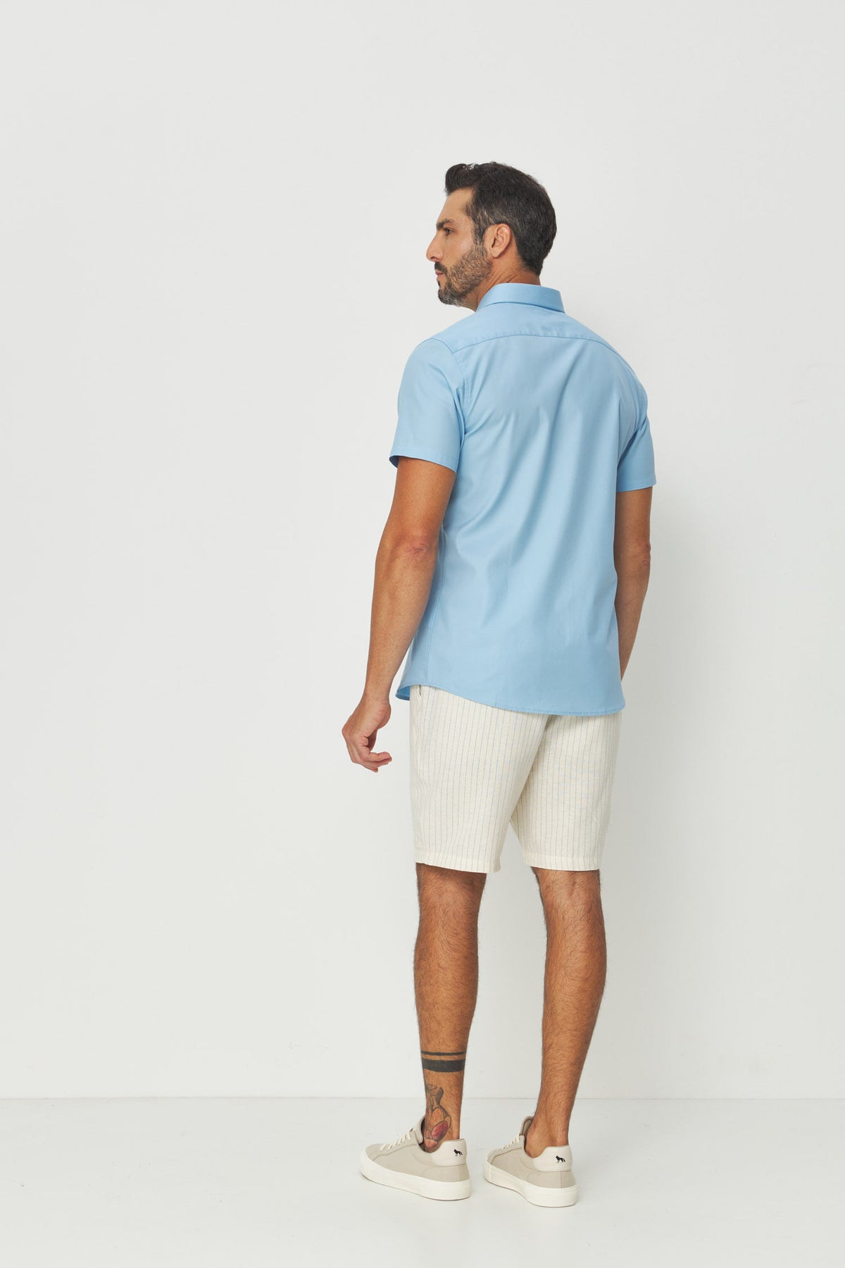 Camisa Manga Curta Neo Basic Cotton Masculina Acostamento Azul