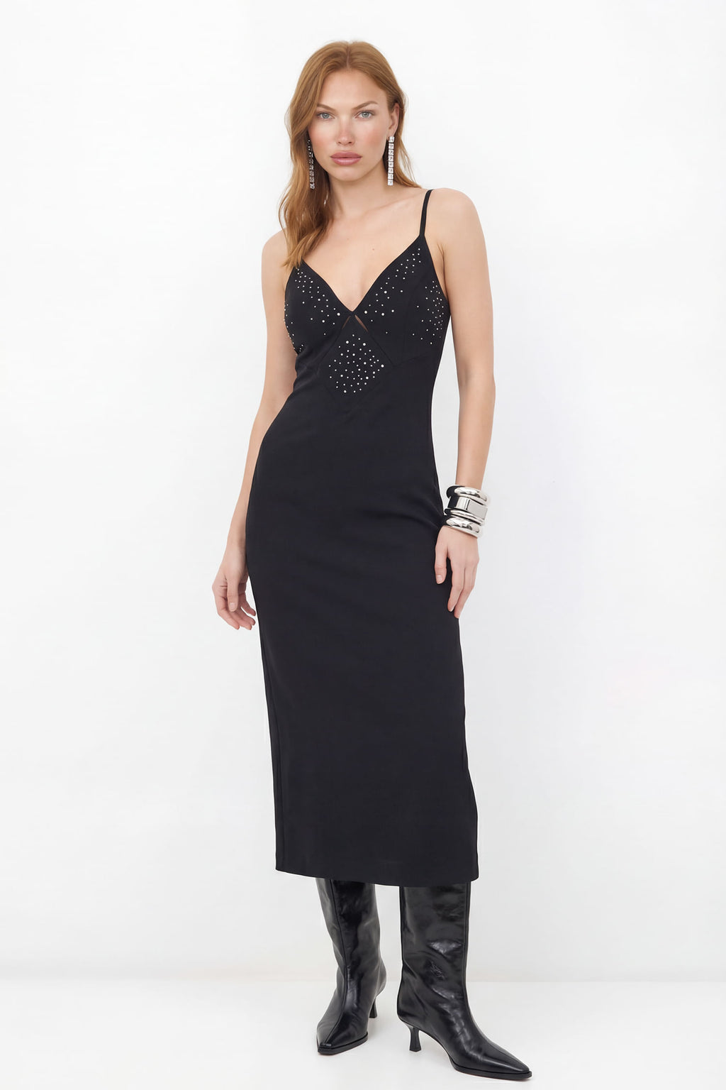 Vestido Midi Com Aplicação ACT Feminino Preto