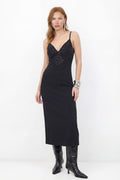 Vestido Midi Com Aplicação ACT Feminino Preto
