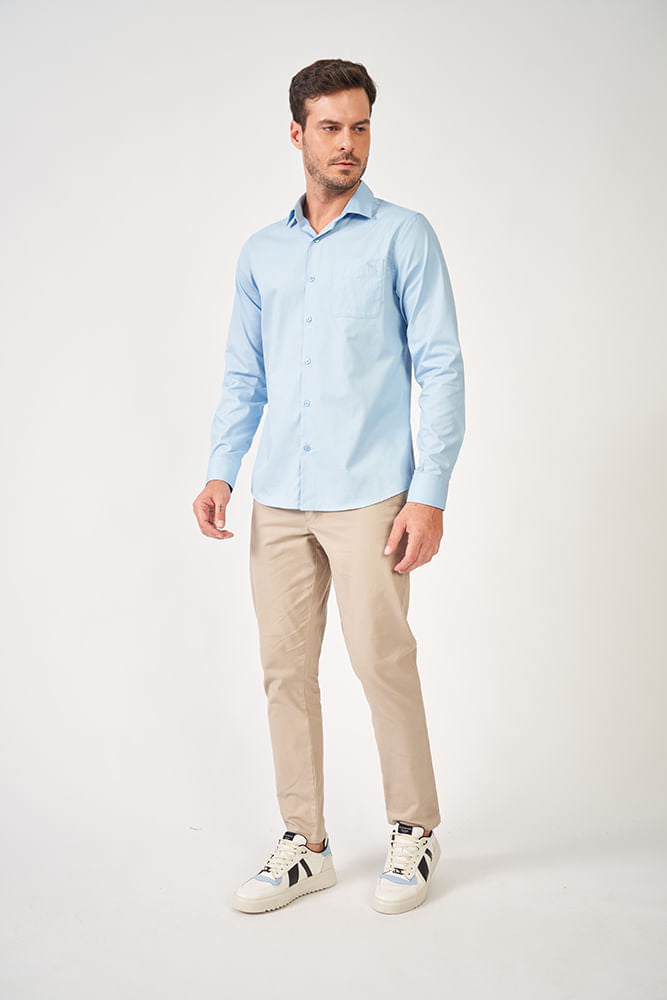 Camisa Manga Longa Scrivania Masculina Acostamento Azul