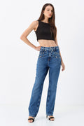 Calça Jeans Straight Cintura Alta Pedraria ACT Feminino
 Jeans Intermediario