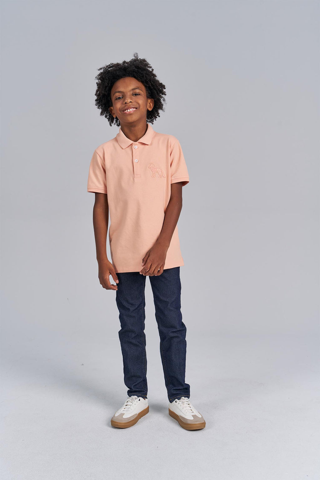 Polo Lobo Menino Acostamento Kids Rosa