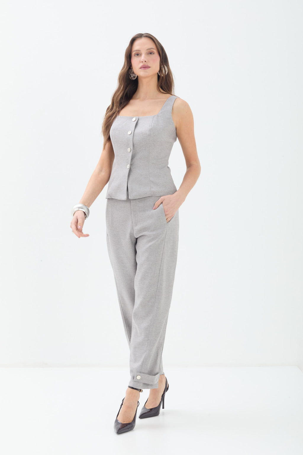 Colete Slim Alfaiataria ACT Feminino Light Silver
