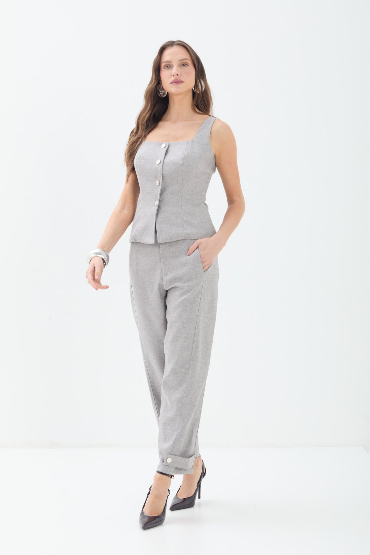 Colete Slim Alfaiataria ACT Feminino Light Silver