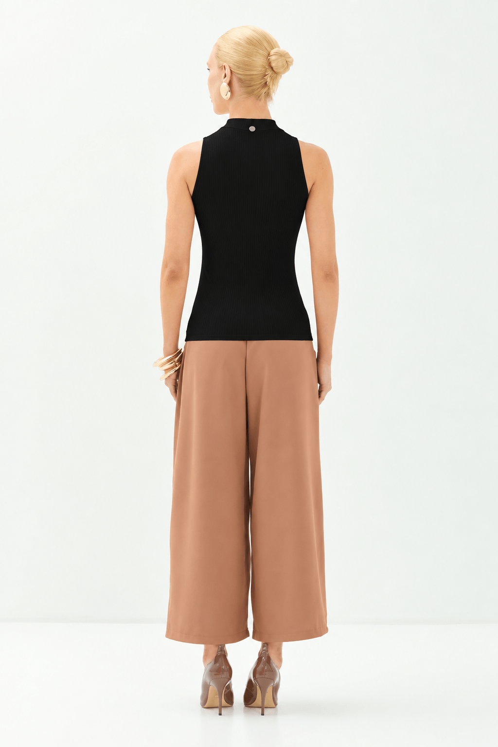 Blusa Canelada Gola Alta  ACT Feminino Preto