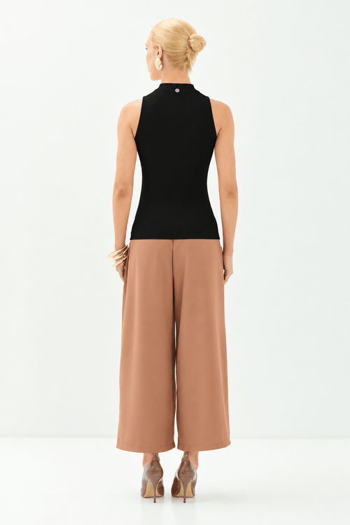 Blusa Canelada Gola Alta  ACT Feminino Preto
