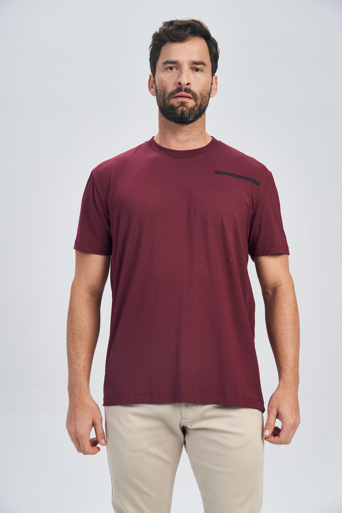Camiseta Modal Letters Local Masculina Acostamento Bordo Sangria
