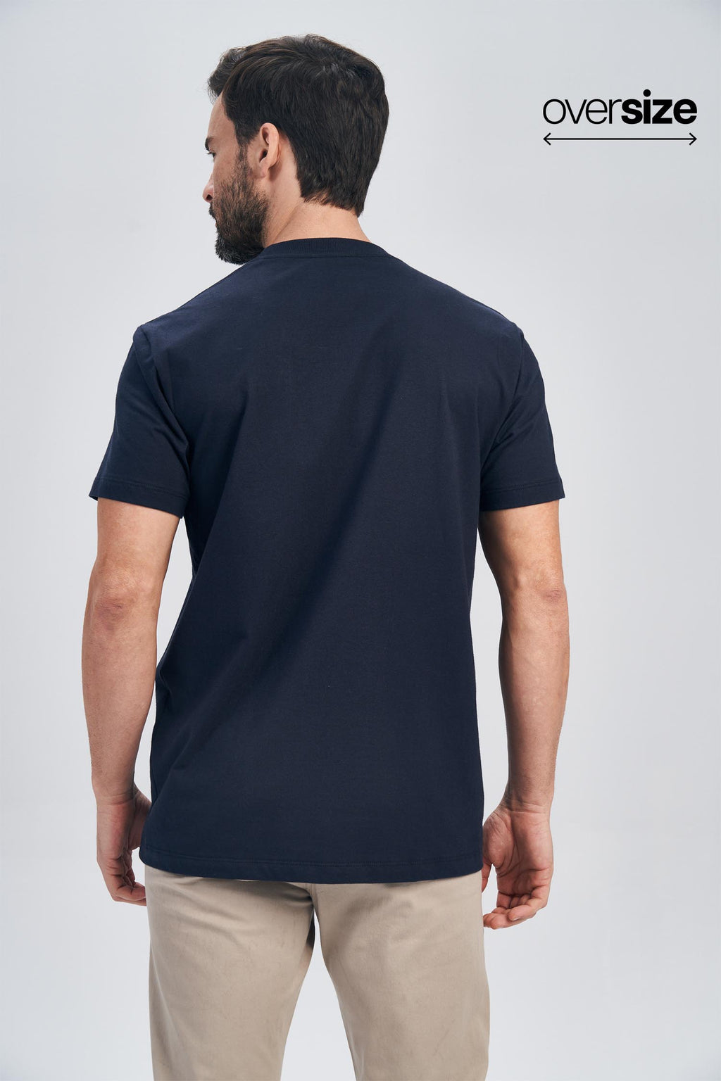 Camiseta Bordado Central Masculina Oversize Acostamento Marinho