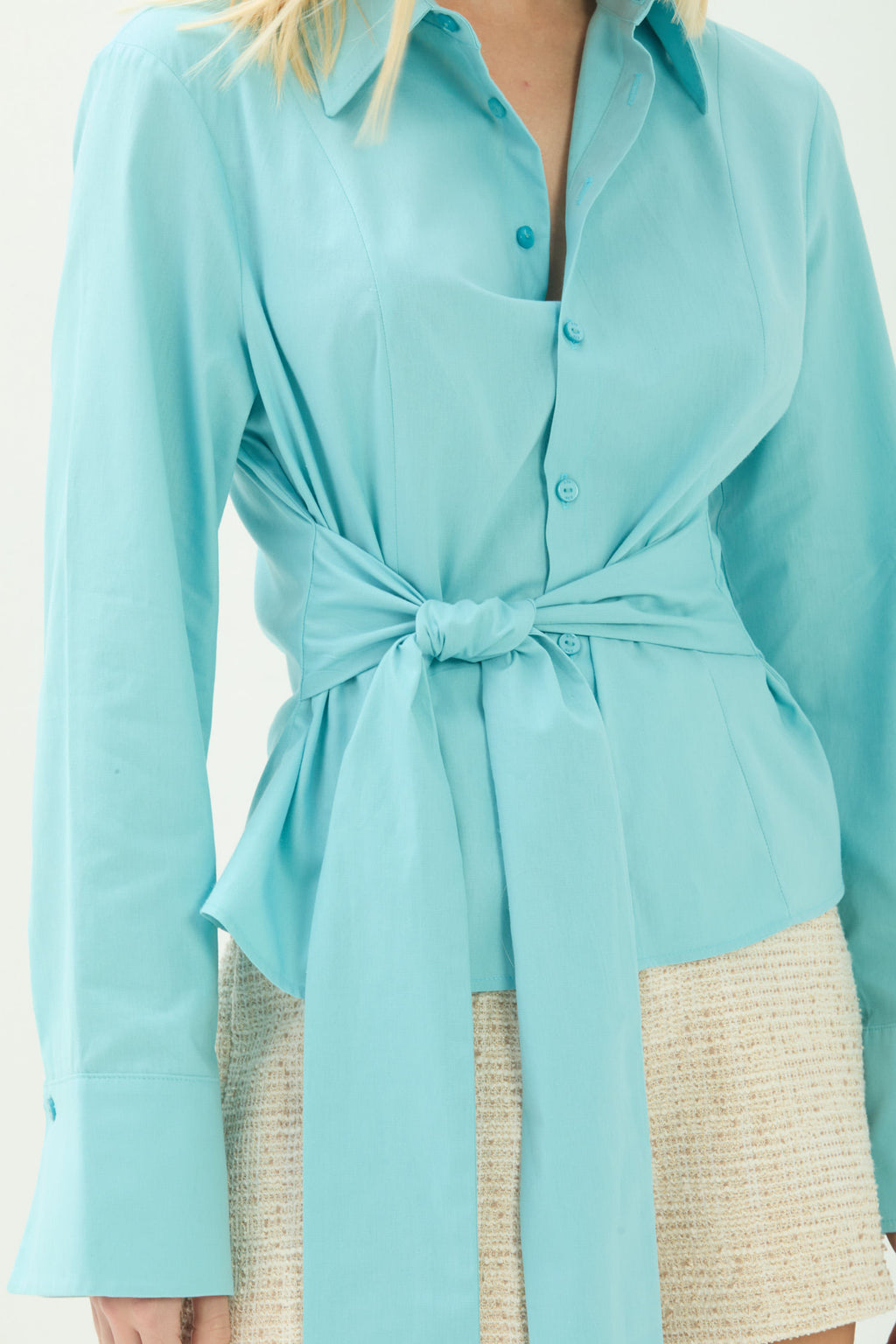 Camisa Amarração Manga Longa ACT Feminina Misty Blue