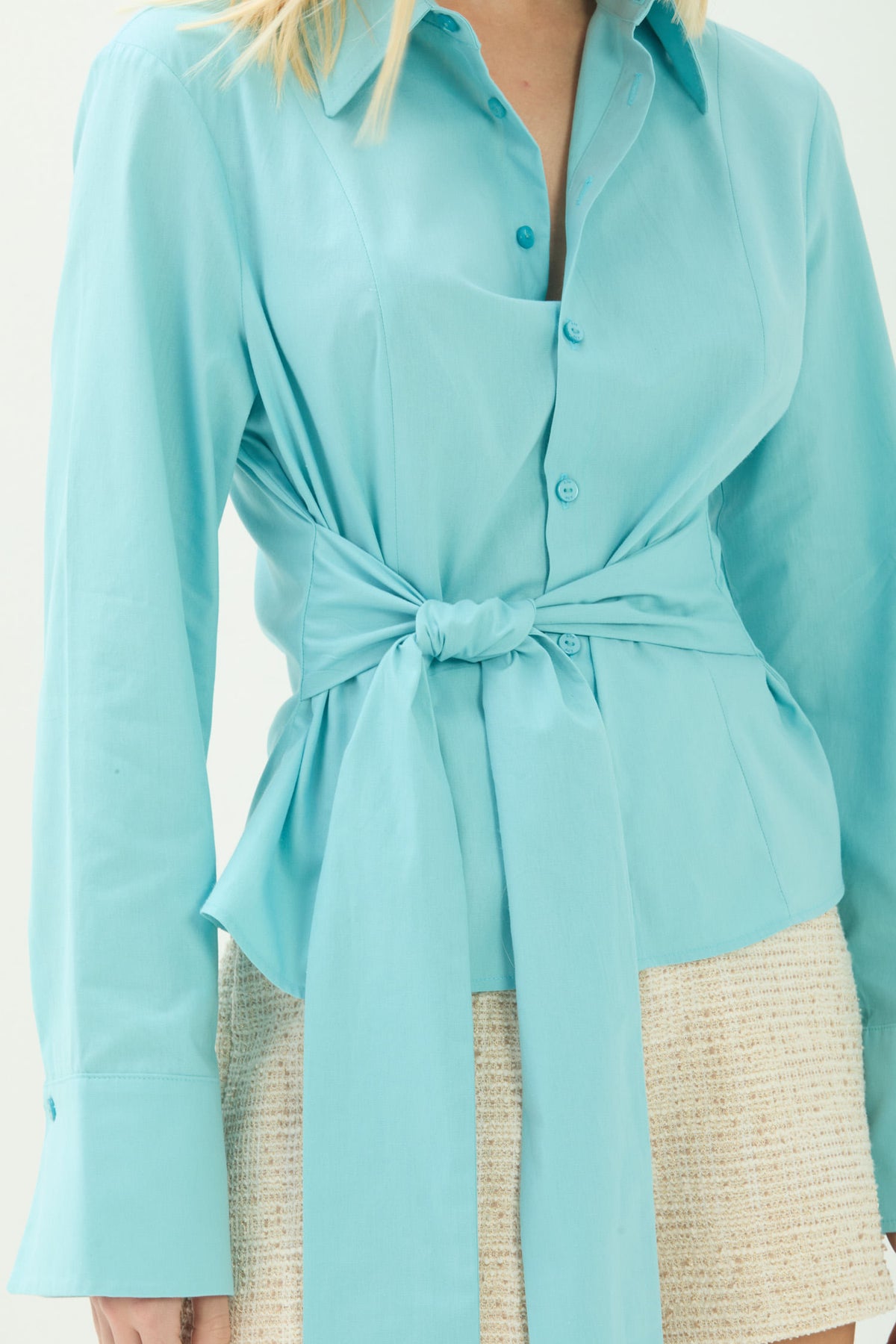 Camisa Amarração Manga Longa ACT Feminina Misty Blue