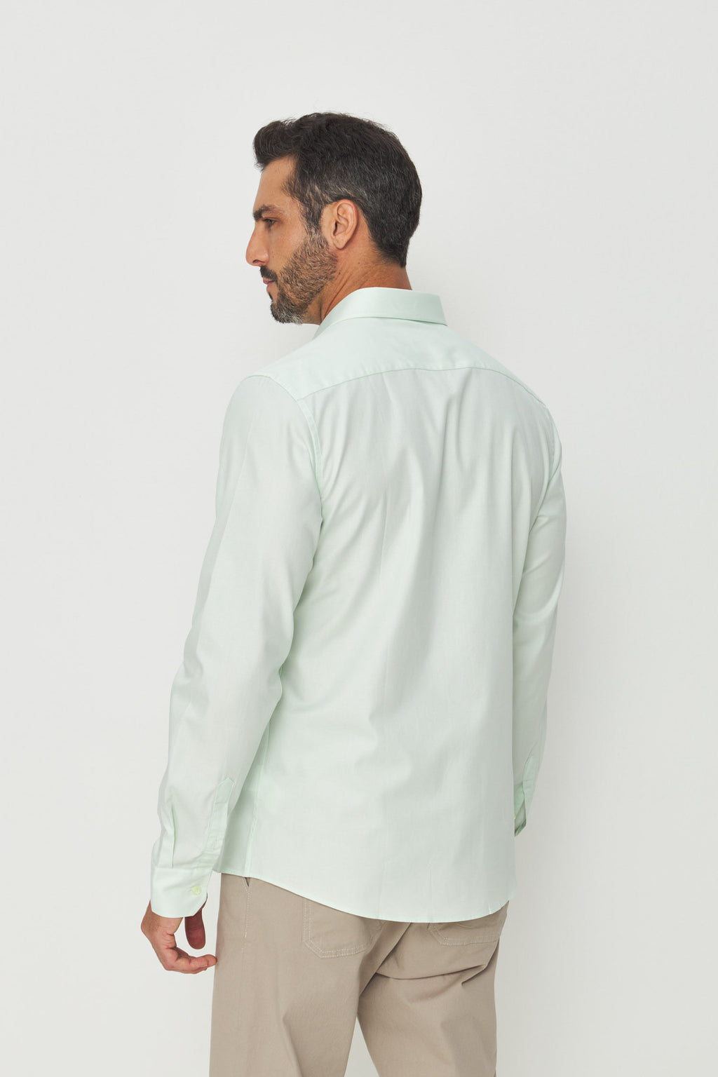 Camisa Manga Longa Scrivania Masculina Acostamento Verde Acqua