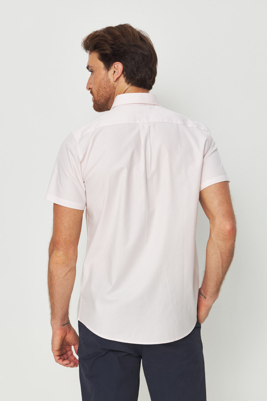 Camisa Manga Curta Cotton Masculina Acostamento Rosa