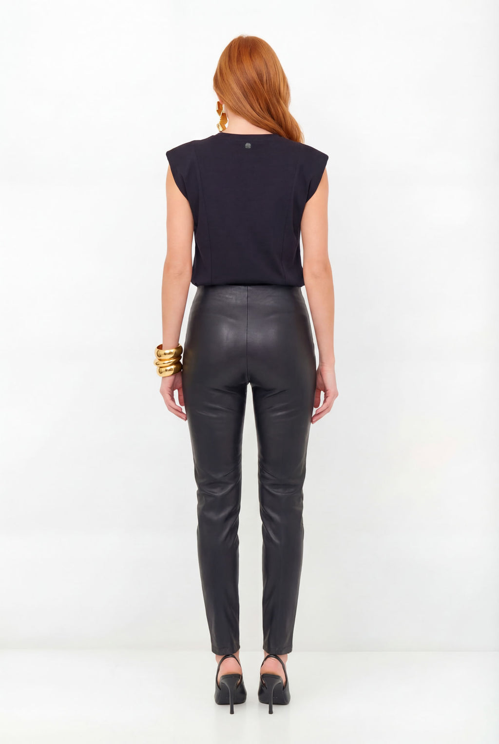 Calça PU Com Zíper ACT Feminina Preto