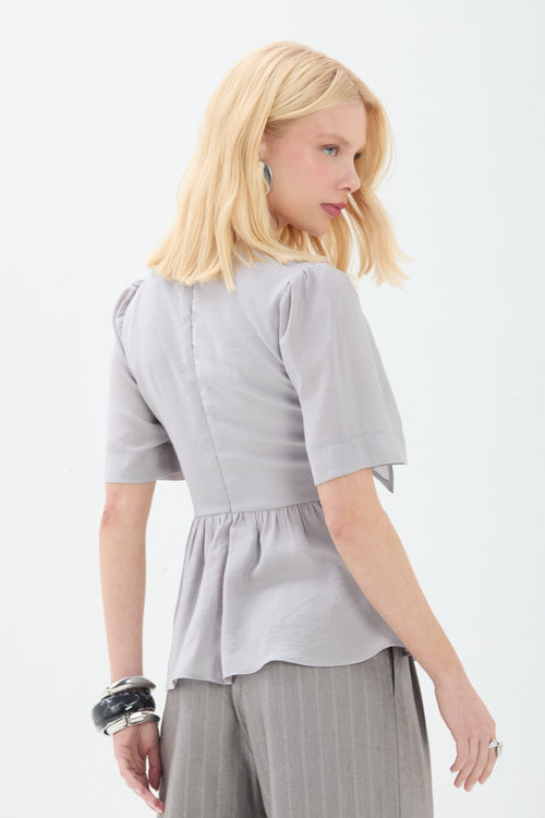 Blusa Com Amarração Frontal ACT Feminina Light Silver