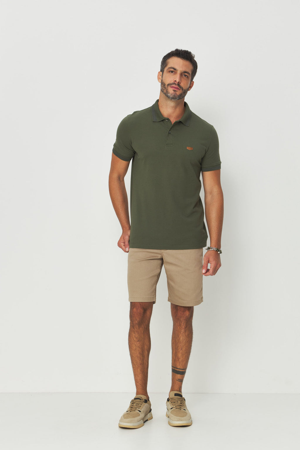 Bermuda Sarja Andrews Masculina Acostamento Khaki