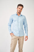 Camisa Manga Longa Scrivania Masculina Acostamento Azul