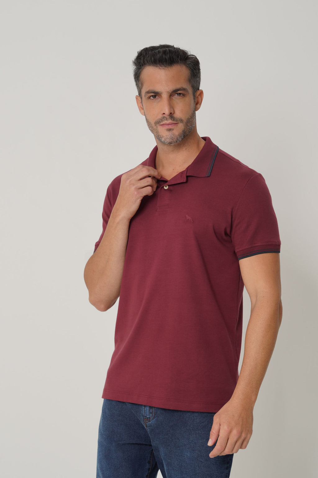 Polo Casual Bordada Masculina Acostamento Barca
