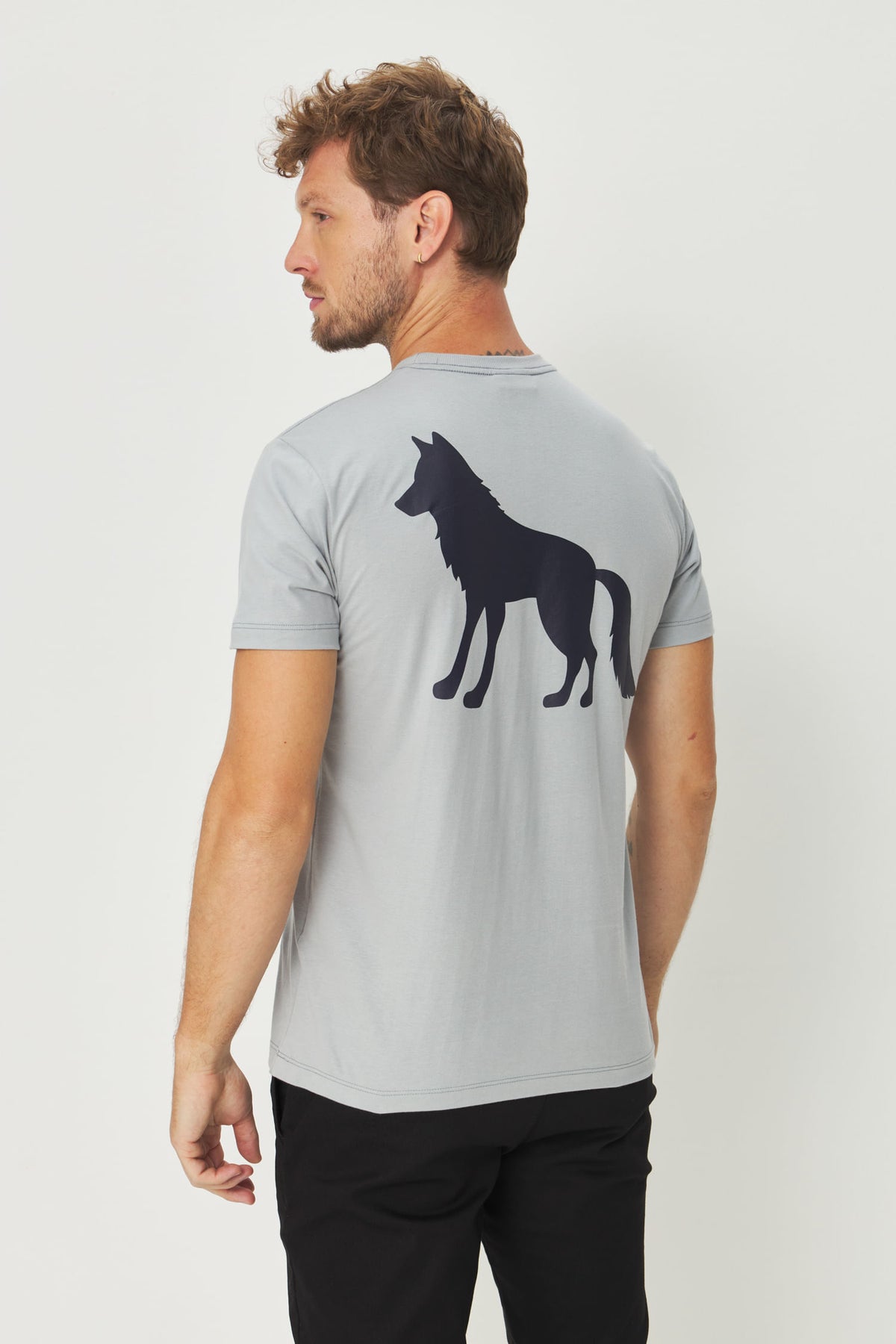Camiseta Estampa Costas Masculina Acostamento Azul Neblina