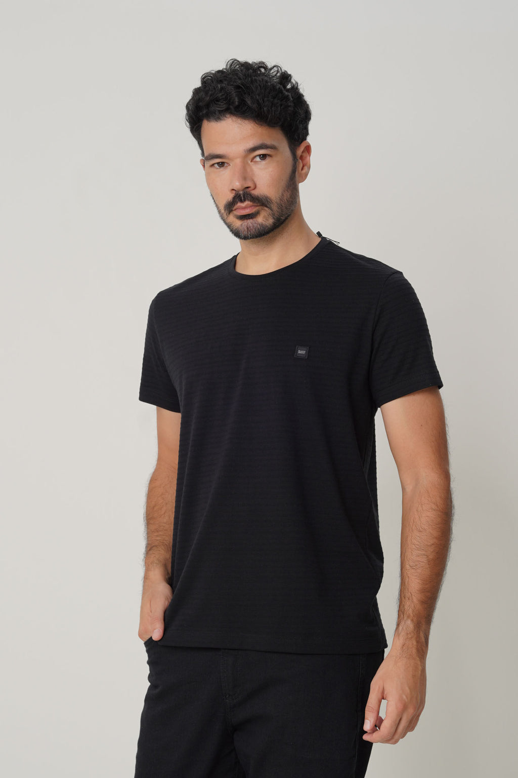 Camiseta Casual Masculina Acostamento Preto