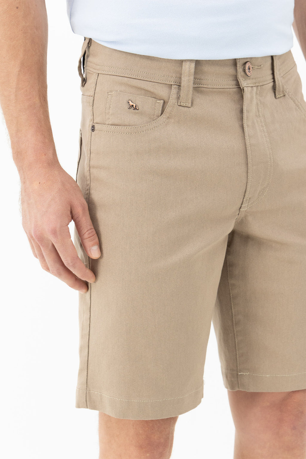 Bermuda Sarja Casual Masculina Acostamento Khaki