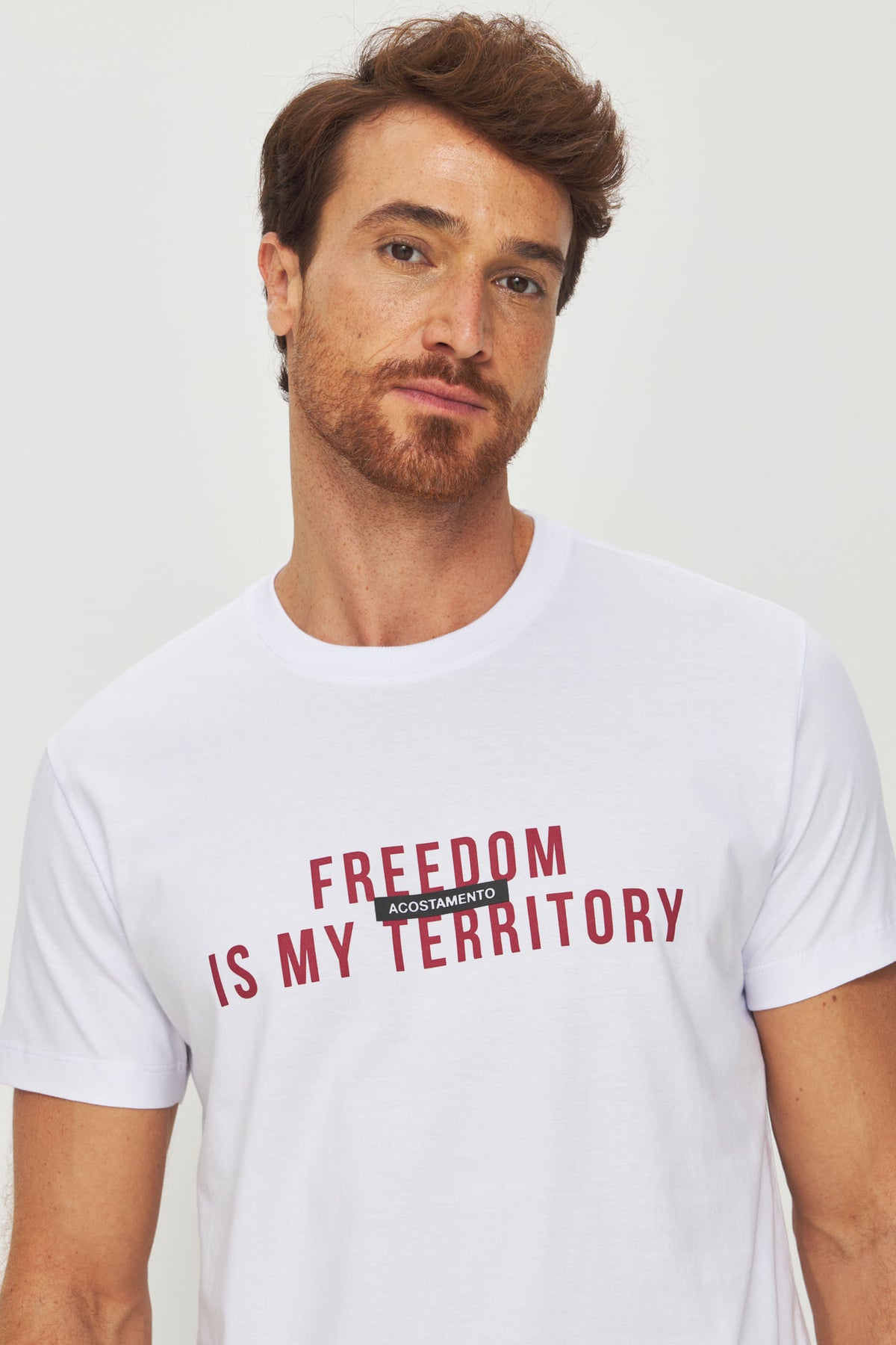 Camiseta Estampa Casual Masculina Acostamento Branco